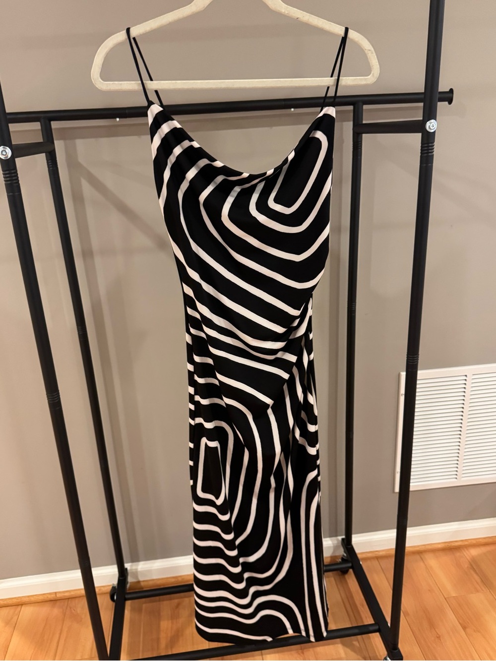 H&M Black and White Striped Maxi Slip Dress